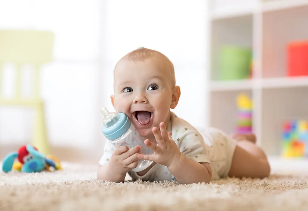 Toddler next to Nannycare follow on milk