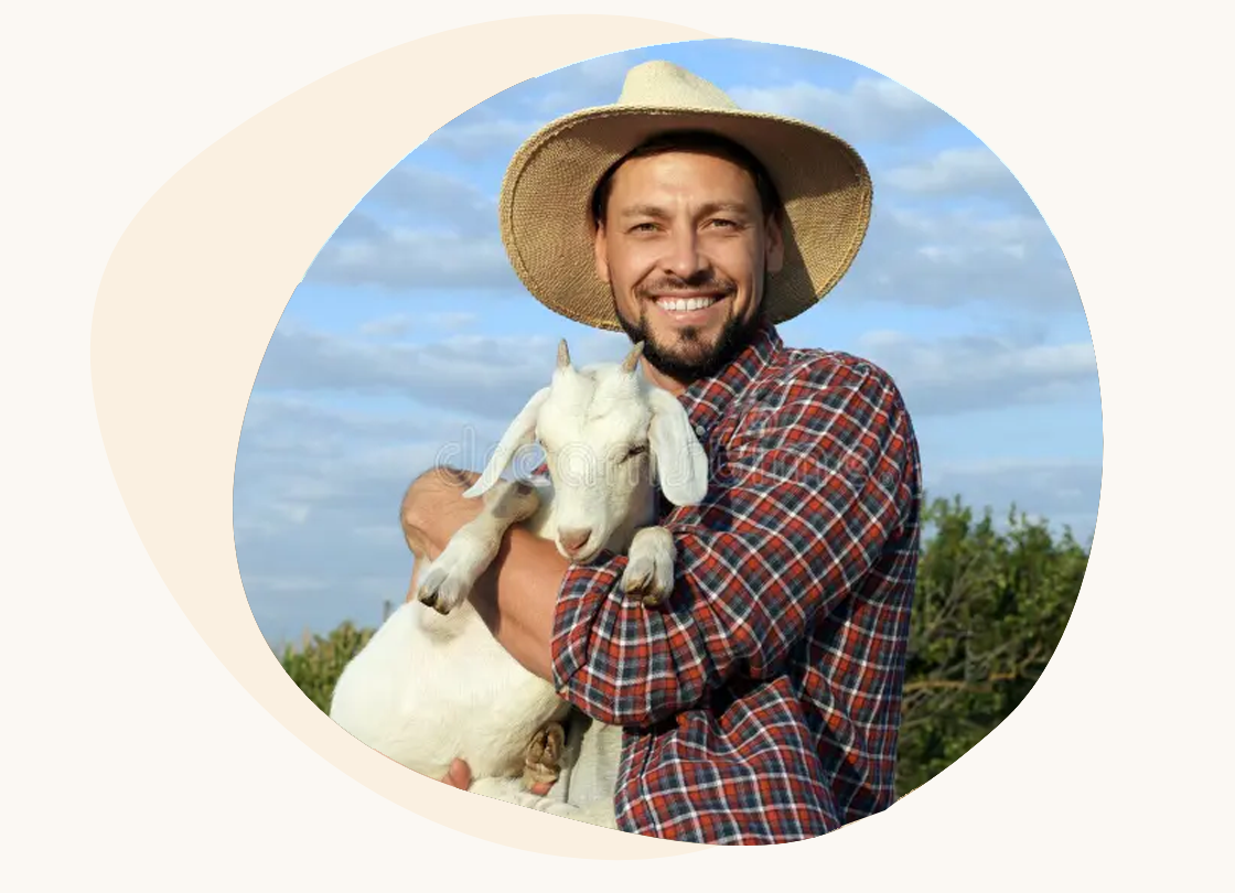 Farmer with goat